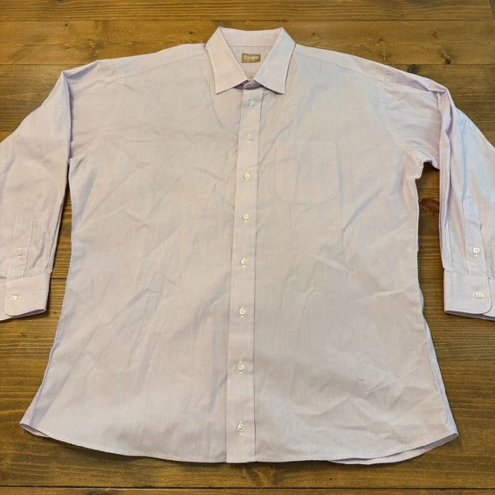Gitman Bros Button Up Dress Shirts 19.5 - 37 Purple Blue Gingham‎ USA LOT OF 2